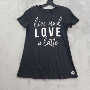 NEW‎ Agnes & Dora Shirt Womens S Black Live And Love A Latte Graphic Tunic Tee
